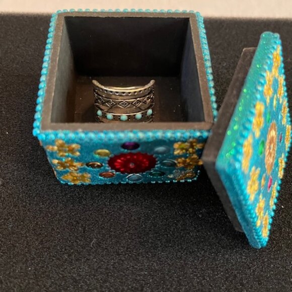 VINTAGE | 5 band 925 Silver Ring Turquoise Enamel - Picture 9 of 9